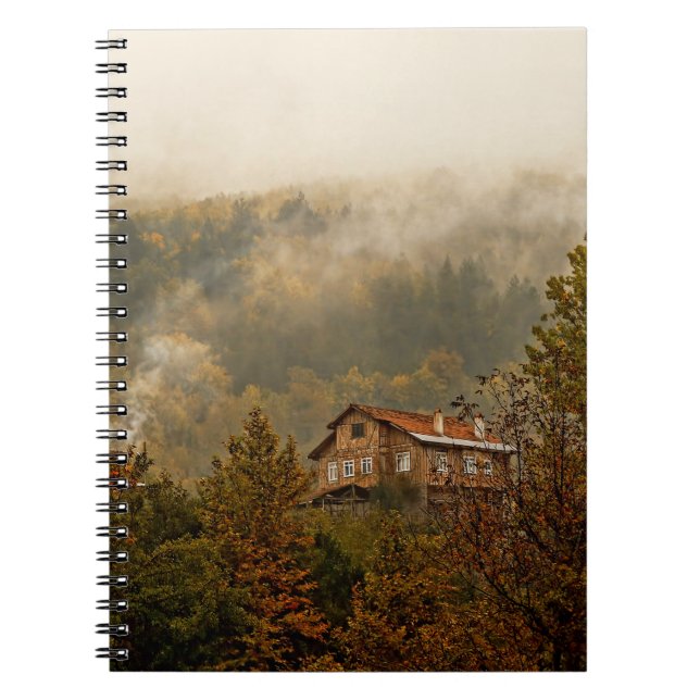 Forest Wooden House: Tranquil Scene Notebook (Front)