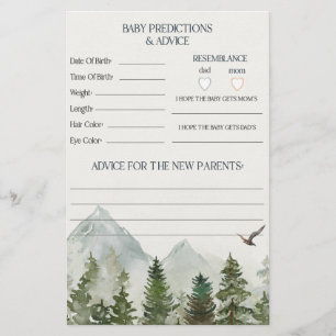 forest woodland advice for baby shower game