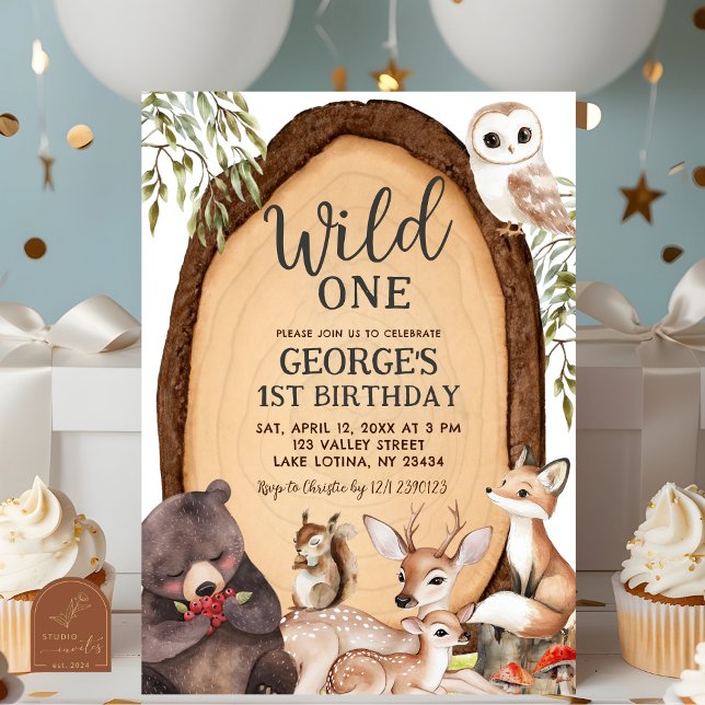 Forest Woodland Animal 1st Birthday Invitation (Creator Uploaded)