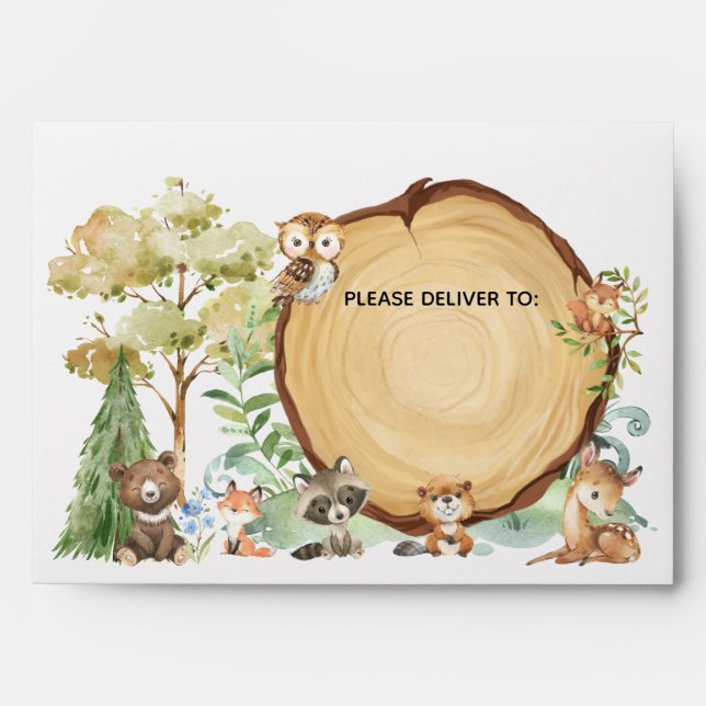 Forest Woodland Animal Baby Shower  Envelope (Front)