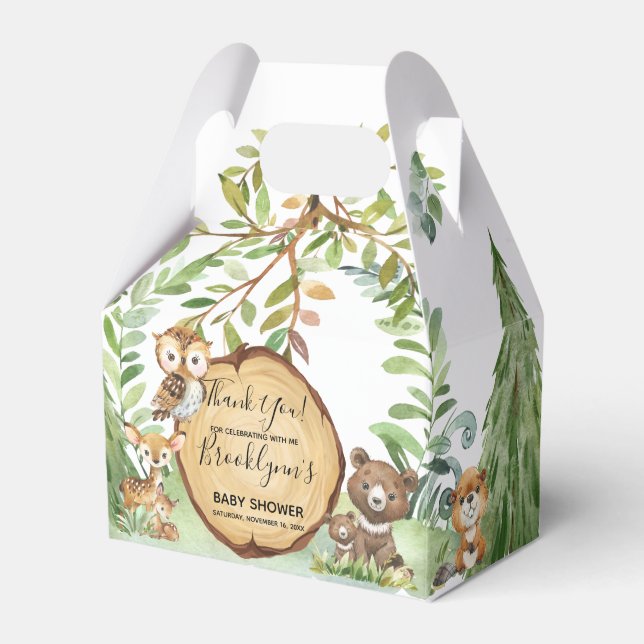 Forest Woodland Animal Baby Shower  Favour Box (Front Side)