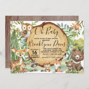 Forest Woodland Animal Baby Shower Invitation