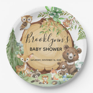 Forest Woodland Animal Baby Shower  Paper Plate