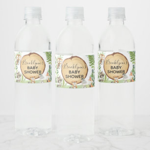 Forest Woodland Animal Baby Shower Personalised Water Bottle Label