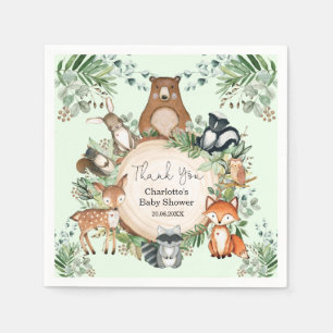 Forest Woodland Animals Baby Shower 1st Birthday Napkin