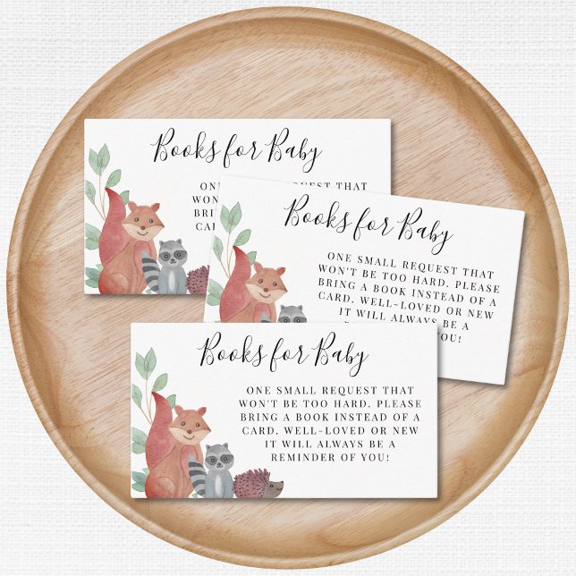 Forest Woodland Animals Baby Shower Books For Baby Enclosure Card (Creator Uploaded)