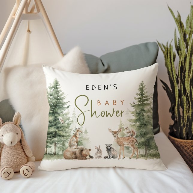Forest Woodland Animals Baby Shower Cushion (Creator Uploaded)