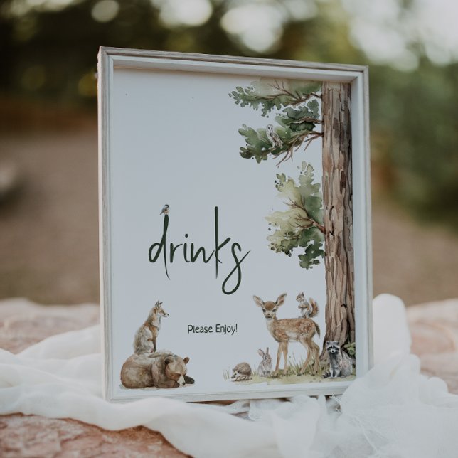 Forest Woodland Animals Baby Shower Drinks Sign (Creator Uploaded)