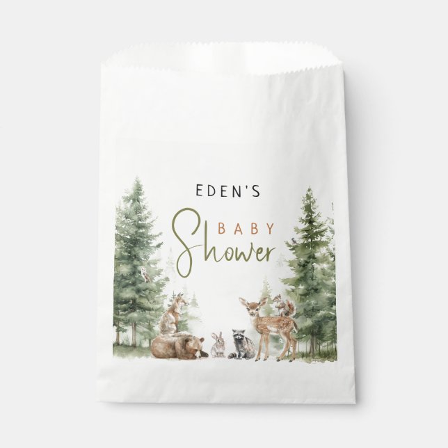 Forest Woodland Animals Baby Shower Favour Bags (Front)