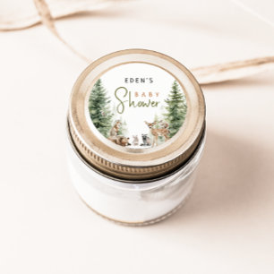 Forest Woodland Animals Baby Shower Favour Classic Round Sticker