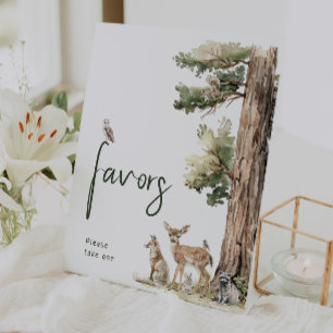 Forest Woodland Animals Baby Shower Favours Pedestal Sign