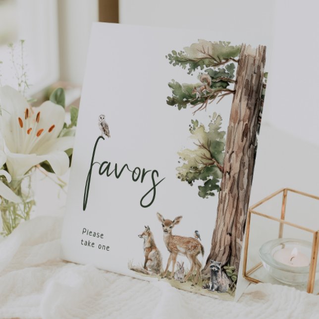 Forest Woodland Animals Baby Shower Favours Pedestal Sign (Creator Uploaded)
