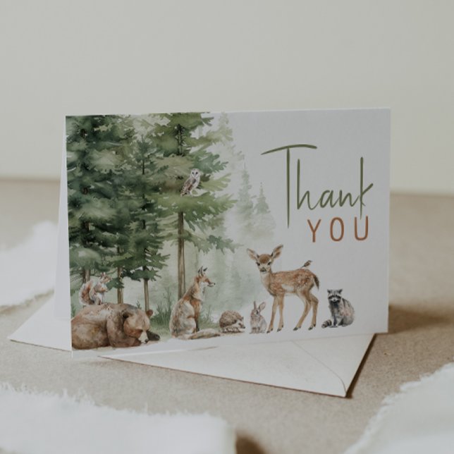 Forest Woodland Animals Baby Shower Folded Thank You Card (Creator Uploaded)