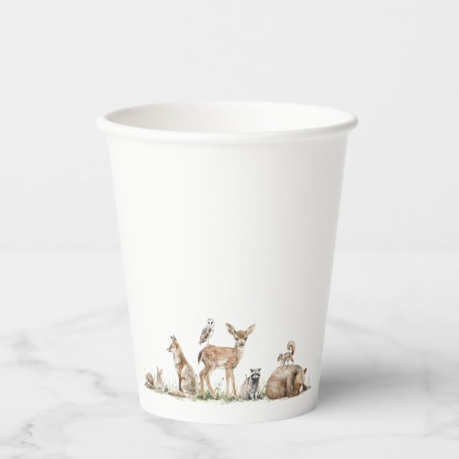 Forest Woodland Animals Baby Shower Paper Cups (Front)