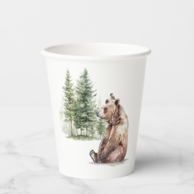 Forest Woodland Animals | Bear Baby Shower Paper Cups (Front)