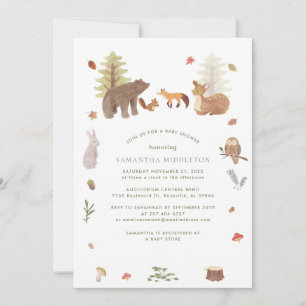 Forest Woodland Animals Cute Baby Shower Invitation