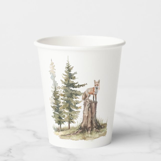 Forest Woodland Animals | Fox Baby Shower Paper Cups (Front)