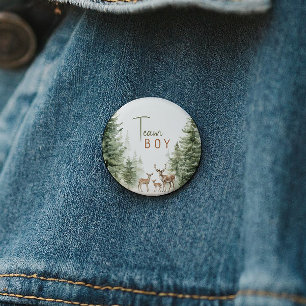 Forest Woodland Animals Gender Reveal Team Boy 6 Cm Round Badge