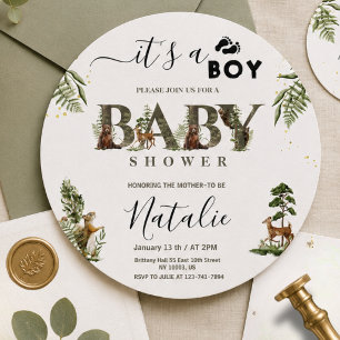 Forest Woodland Animals Greenery Baby Boy Shower