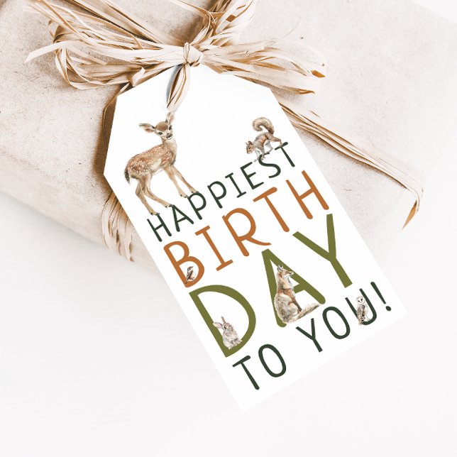 Forest Woodland Animals Happiest Birthday To You Gift Tags (Creator Uploaded)