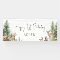 Forest Woodland Animals Happy Birthday Welcome