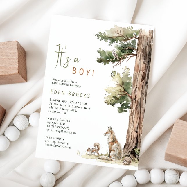 Forest Woodland Animals | Its A Boy! Baby Shower Invitation (Creator Uploaded)