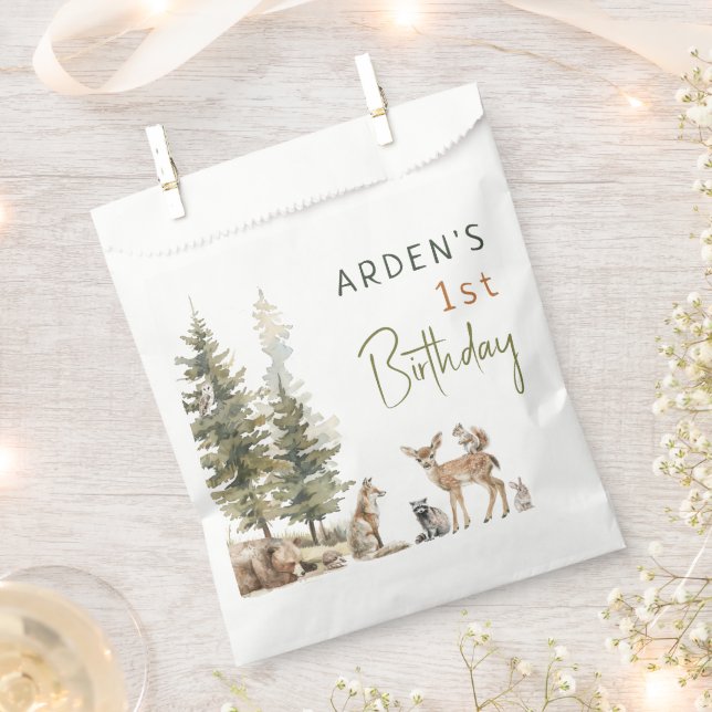 Forest Woodland Animals Kids Birthday Party Favour Bags (Clipped)