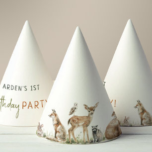 Forest Woodland Animals Kids Birthday Party Hat