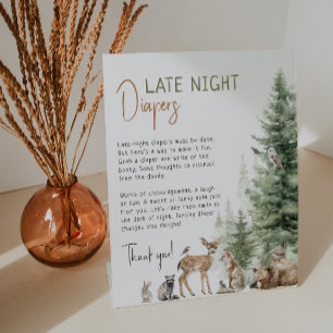 Forest Woodland Animals Late Night Diapers Pedestal Sign