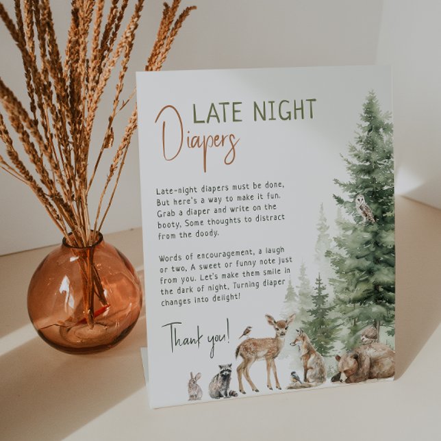 Forest Woodland Animals Late Night Diapers Pedestal Sign (Creator Uploaded)
