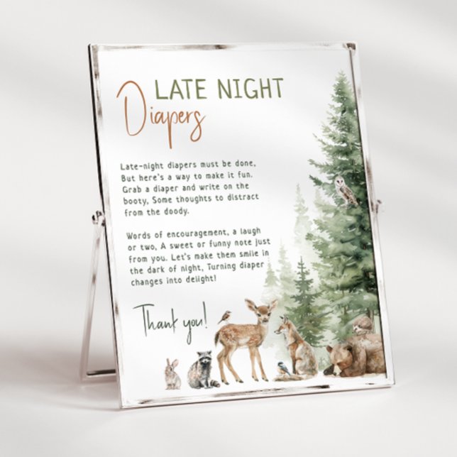 Forest Woodland Animals Late Night Diapers Sign (Creator Uploaded)