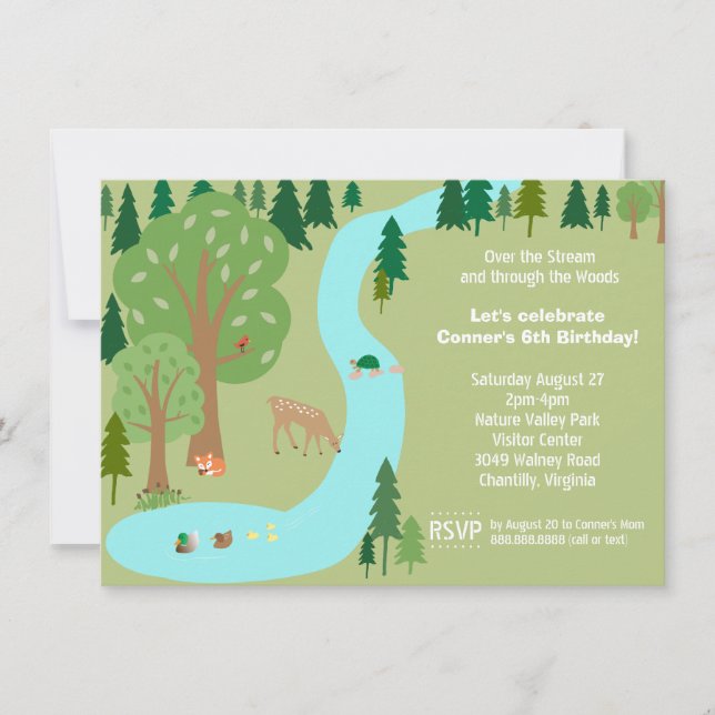 Forest Woodland Animals Nature Birthday Party Invitation (Front)