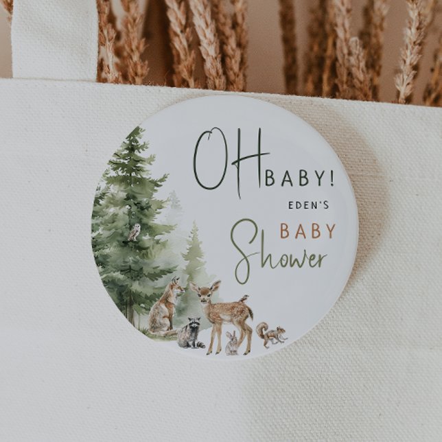 Forest Woodland Animals Oh Baby 6 Cm Round Badge (Creator Uploaded)