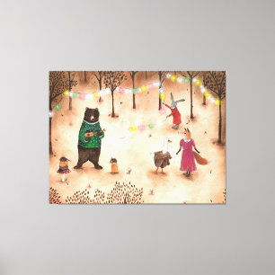 Forest Woodland Animals Party Illustration Canvas Print