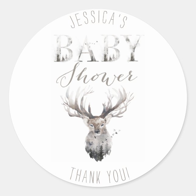 Forest Woodland Animals Thank You Classic Round Sticker (Front)