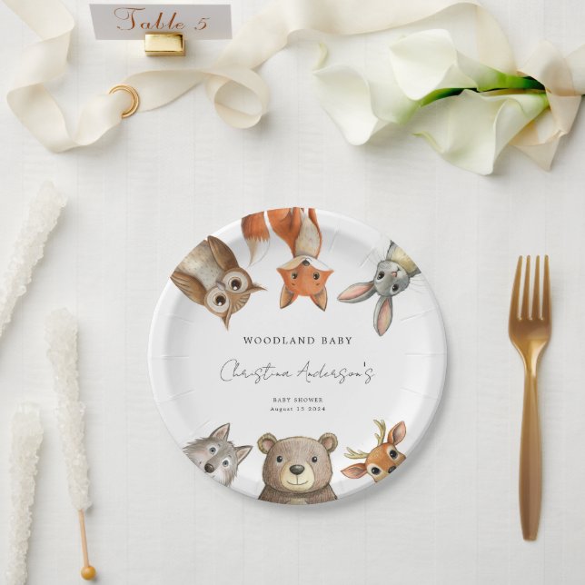 Forest Woodland Animals Travel Baby Shower Paper Plate (Wedding)