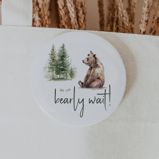 Forest Woodland Animals We Can Bearly Wait Button (Creator Uploaded)