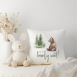 Forest Woodland Animals We Can Bearly Wait Cushion<br><div class="desc">Introducing our forest woodland animals we can bearly wait throw pillow – perfect for a cute and whimsical celebration! Featuring a modern watercolor forest theme with adorable creatures like a fox, brown bear, bunny, and deer, it's great for a gender-neutral shower. This bohemian design sets a sweet and simple scene...</div>
