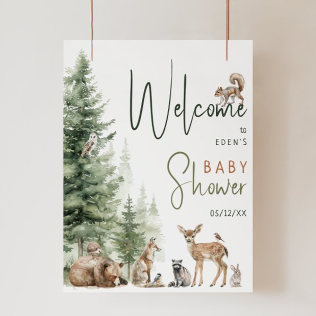 Forest Woodland Animals Welcome Baby Shower Sign (Creator Uploaded)