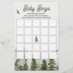 forest woodland baby bingo baby shower game 