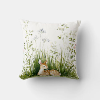 Forest Woodland Baby Deer  Cushion