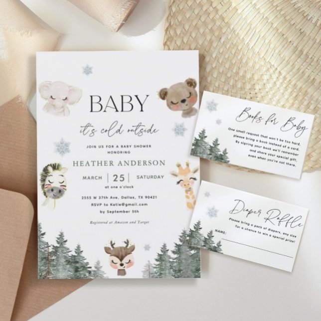 Forest Woodland Baby It's Cold Outside Baby Shower Invitation (Creator Uploaded)
