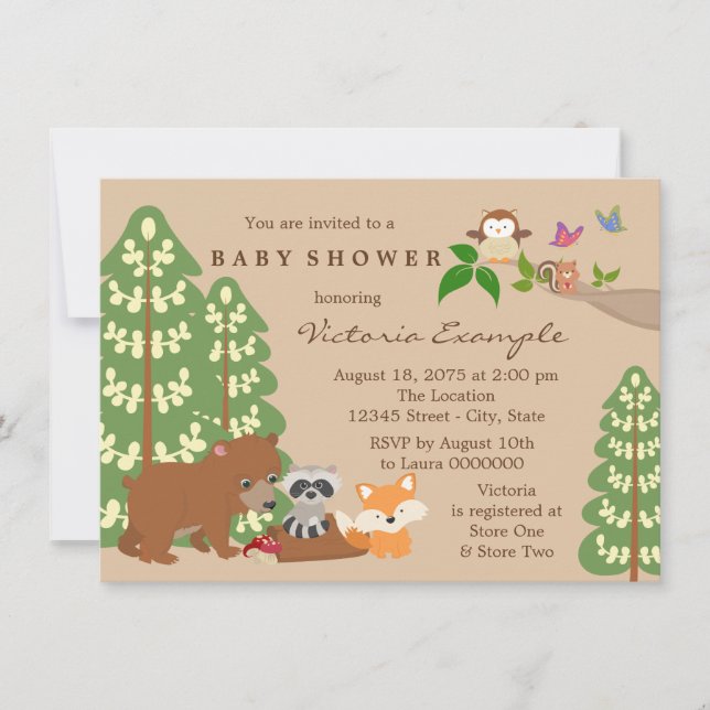 Forest Woodland Baby Shower Invitation (Front)