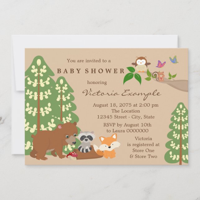 Forest Woodland Baby Shower Invitation (Front)