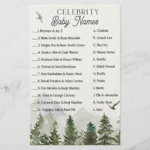 forest woodland celebrity baby names shower game