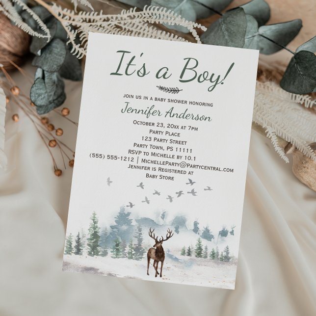 Forest Woodland Country Deer Boy Baby Shower Invitation (Creator Uploaded)