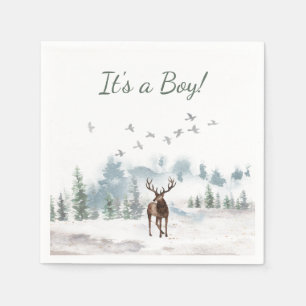 Forest Woodland Country Deer Boy Baby Shower Napkin