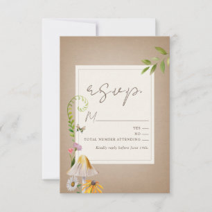 Forest Woodland Floral Mushroom Wedding Cardstock RSVP Card
