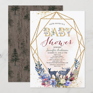 Forest Woodland Gender Neutral Baby Shower Invitation