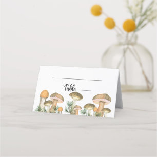 Forest woodland mushrooms place card